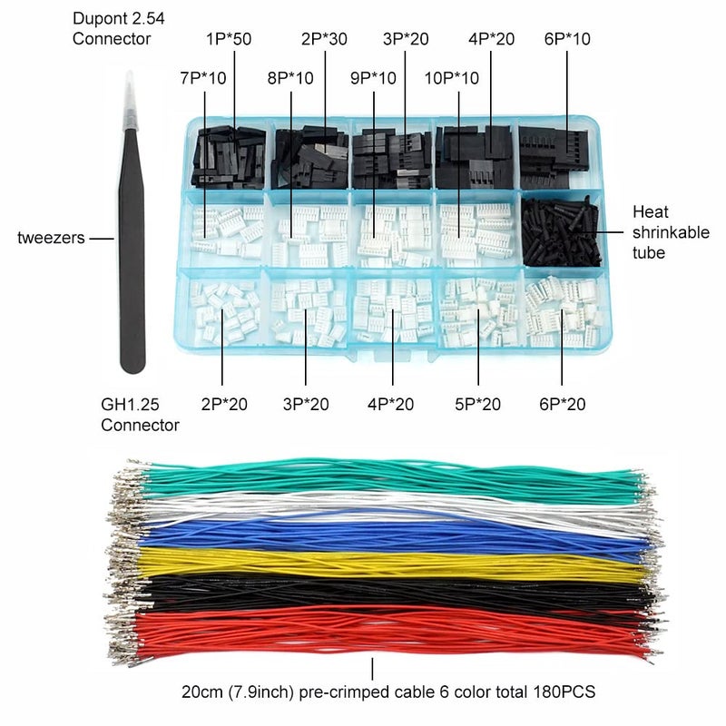 elechawk GH1.25 to Dupont2.54 Pre-Crimped Cables and Connectors Kit Compatible with JST GH 1.25mm for Pixhawk4 Pixhawk 6C 6X 20cm Silicone Wire - Image 2